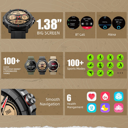 Smartwatch MASX Oasis X GPS, Alexa integrado, 100 modos esportivos, smartwatch à prova d'água 5ATM