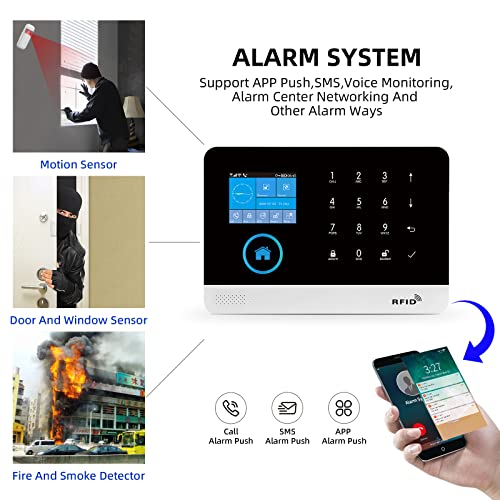 Sistema de Alarme Doméstico Sem Fio 17 peças GSM WiFi PIR Tuya Alexa