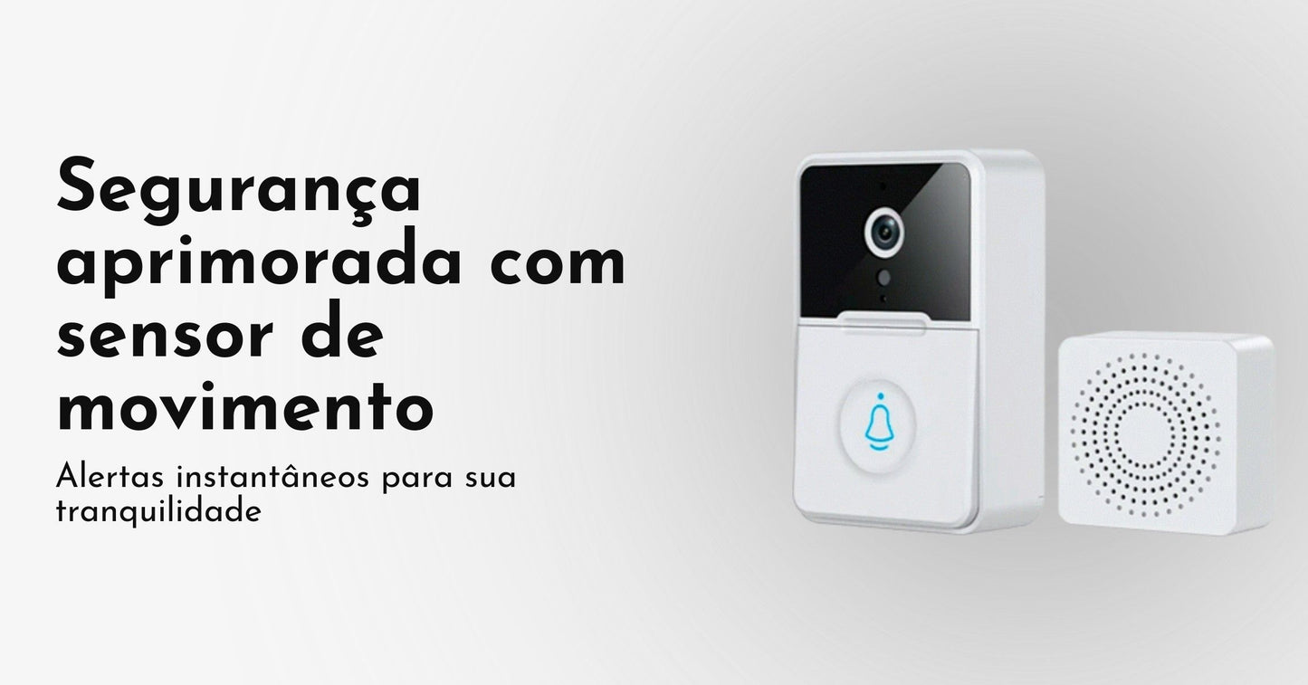 Campainha Inteligente Wifi com Câmera HD - Com Sensor Movimento, Interfone Sem Fio e Visão Noturna